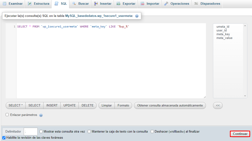 Filtrar valores en SQL en phpMyAdmin