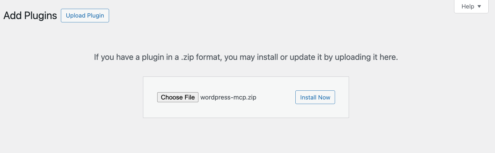 The WordPress plugin installation menu